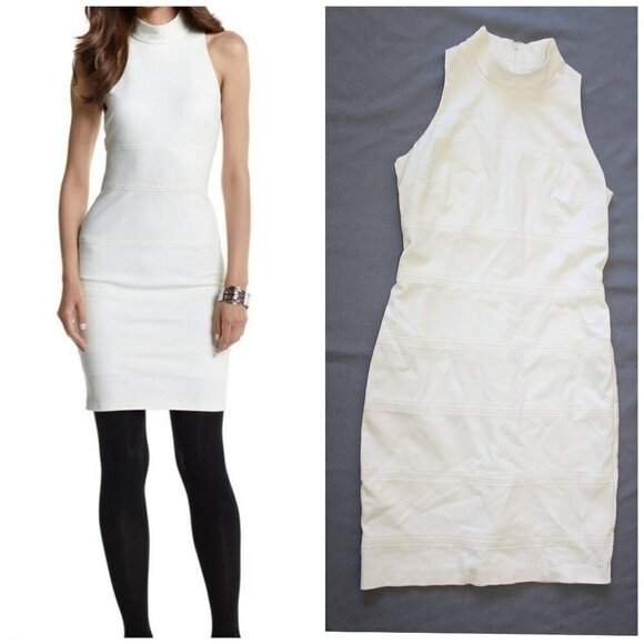 White House Black Market Head Turning Sheath White Mini Dress size 4 Career - Picture 10 of 11
